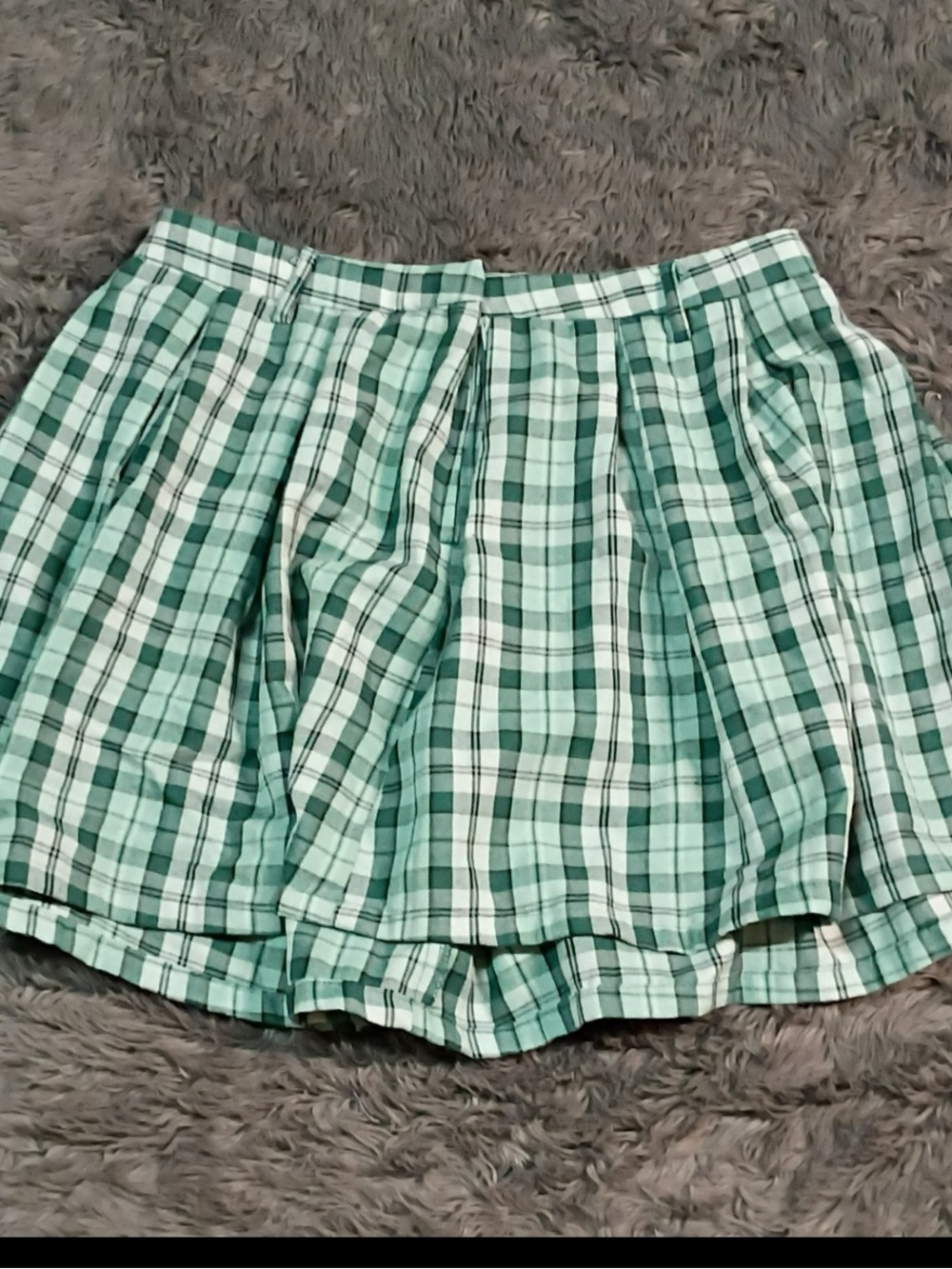 Hot Topic Green Plaid Pleated Mini Skirt